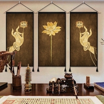 New Chinese bergamot retro painting fabric wall cloth hanging cloth background cloth Tapestry bedroom Japanese bedside bedroom national tide