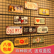 American Retro License Plate Background Wall Hanging Accessories Industrial Wind Internet Cafe Bar Wall Decorations Personality Wall Pendants