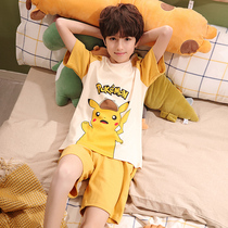 Kids Pajamas Boys Spring Summer Pure Cotton Thin Short Sleeve Set Big Kids Summer Cotton Cartoon Home Clothing