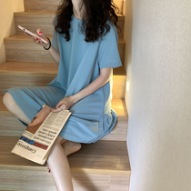 yesroom homemade summer Korean version of retro loose slimming back fold drop chiffon A- shaped short sleeve dress