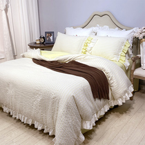 French fairy wind gauze four-piece set hipster seersucker cotton bedding ins Wind soft waxy washing Cotton