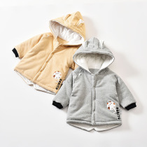 Baby cotton-padded jacket open chest hooded jacket 3-1 8 months thick outer clothing male baby clothes cotton-padded jacket autumn and winter
