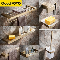 Nordic golden towel rack 304 stainless steel bathroom rack toilet storage rack bath towel rack combination set