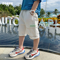 Left west boys' shorts summer children's pants work pants thin midi pants white summer fashion boys' summer