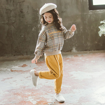 South Korea Net Red Girl spring and autumn 2021 new foreign style Korean childrens suit girl fashionable childrens clothing two-piece set