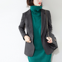 JOLIMENT gray one button blazer womens 2020 new fashion with bright silk light luxury small suit top