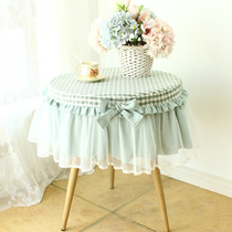 Pastoral fabric art balcony small round table cloth round household round table cloth coffee table cotton lace round bedside table cover