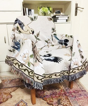 American country flower and bird sofa blanket Full cover sofa towel Knitted line blanket Single seat cover cushion tiger chair living room