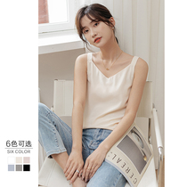 Snowspun harness vest woman 2022 spring and summer v collar double layer of loose and thin outer wearing inner lap white undershirt blouse