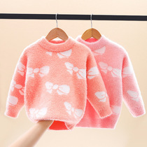 5 girls sweater mink velvet 2021 new autumn and winter round neck pullover children sweater 10 years old 2 girls sweater