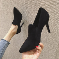 Net red high heels girls 2021 new autumn and summer wild thin heel pointed deep mouth spring and autumn fashion professional single shoes