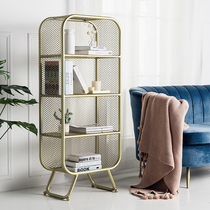 Iron shelf Shelves Light Extravagant Nordic Wind Iron Art Bookcase Multilayer Bookcase Floor Containing Shelf Living Room Bedroom Children