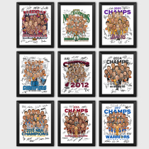 Lakers Warriors Knight Spurs championship cartoon series solid wood decorative photo frame photo wall table art hanging frame