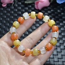 19# Natural Xinjiang Gobi Jade Bracelet Mens and womens abacus beads old hand