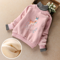 Childrens autumn and winter clothes 2021 new girls plus velvet padded high collar clothes Korean fashion Childrens coat tide