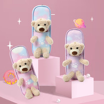 Bear pen bag Girl cute plush toy stationery bag Primary school pencil box Kindergarten childrens gift pen bag