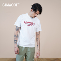 Simwood Jianmu mens clothing(fit version) 2021 summer new letter digital printing short-sleeved T-shirt men