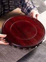 Solid wood base wine bottle tray flower pot bottom bonsai ornaments simple modern crafts Buddha statue rice tank wooden tray