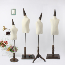 Cloth-covered childrens model props Half-body childrens model rack Clothing display Childrens clothing store triangular pointed tapered wooden cover