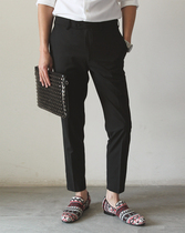 Spring and autumn European and American mens slim-fit nine-point trousers British youth black thin casual small-legged trousers trend