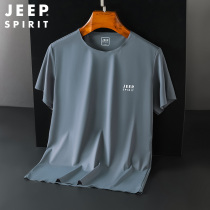 JEEP Jeep Bing Silk Short Sleeve T-shirt Men's Loose Summer Quick Dry T-shirt Men's Round Leisure Bounce Shirt