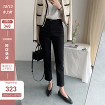 Korean black jeans women 2021 autumn high waist slim pipe pants women wild fashion stretch straight pants women