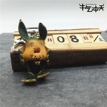 Handmade cowhide leather animal cute creative car keychain key ring pendant ornaments gift new