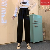 Gray Korean version of sports pants womens loose leg pants 2021 new autumn Joker casual pants straight tube pants fashion