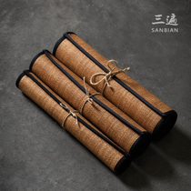 Three-way straw-woven Japanese tea mat Hand-woven tea table flag Zen tea Waterproof tea set Cloth mat Tea ceremony accessories