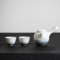 The original design of the mountain and the side of the pot Jingdezhen ceramic tea set home large capacity Chinese simple Tea Ware