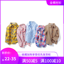 Boy thin shirt spring 2021 pure cotton baby long sleeve shirt children Spring and Autumn Plaid children autumn coat