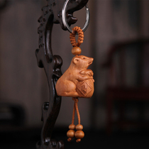 Wood wood carving 12 zodiac pendant Rat cow Tiger Rabbit Dragon Snake Horse sheep 12 wooden peach wood zodiac key chain
