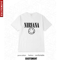 Spring and summer clothes New pint band Nirvana smiling face letter printed black T-shirt private bookings pattern