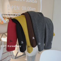 Low-key small letters embroidered velvet leggings Korean baby childrens clothing 2021 autumn and winter new mens and womens childrens pants