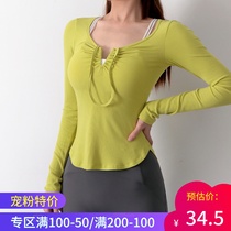 Umi King Sexy Hanging Neck Strap Sports T-Shirt Woman Long Sleeves Slim Running Fitness Suit Pure Desire Yoga Blouse Fall