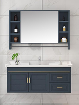 Space aluminum bathroom cabinet combination small apartment modern simple wash basin cabinet toilet washbasin
