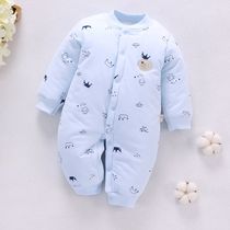 Baby jumpsuit autumn and winter pure cotton women warm long-sleeved climbing clothes winter male baby ha clothes autumn newborn children clothes