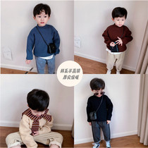 Tongtong mother boys and girls core-spun semi-high collar children Korean loose sweater baby sweater baby sweater autumn winter wear