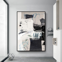 Hand-painted abstract oil painting living room black and white abstract art decorative painting sofa background wall corridor hanging painting modern mural