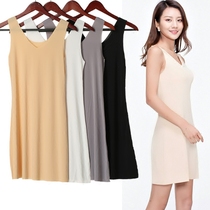 Vest dress Ice Silk no trace one piece suspender skirt base skirt sexy plus size nightgown long pajamas women Summer