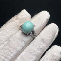 Boutique high porcelain green pine stone egg noodle ring
