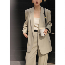 Mogas lazy suit High-end niche classic profile neutral suit jacket suit pants suit womens spring and autumn models