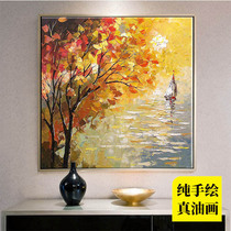 Smooth sailing oil painting handmade abstract sailing restaurant entrance decoration painting vertical version of the aisle corridor hanging murals