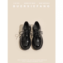 Not 2 Shoe Square Painted Leather Single Shoes Woman 100 Lap Lace Small Leather Leather Shoes female Inn Wind 2021 New Deep Mouth Spring Autumn Season