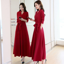 Spring 2021 new womens knee-high spring dress temperament fashion long dress Korean red popular skirt