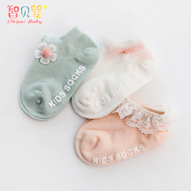Female baby socks summer thin spring and autumn pure cotton newborn baby non-slip loose floor socks Girls boneless boat socks
