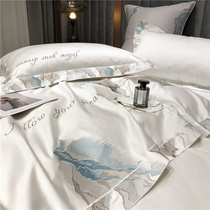 Four pieces of pure cotton high-end embroidery on the light luxury 140 long-flown cotton beds