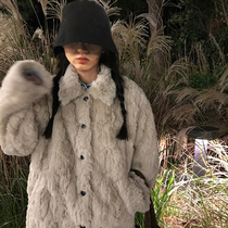 2021 new imitation leather grass coat womens autumn and winter rabbit fur plush plush fluffy short section Korean version lamb hair loose