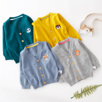 Baby Knitted Cardigan Spring and Autumn Mens Sweater Infant Clothes Female Baby Slint Autumn Clothes Western Cotton Jacket