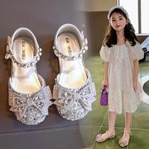 South Korean girl sandals 2021 new fashion summer CUHK childrens soft bottom single shoes princess shoes children water crystal shoes